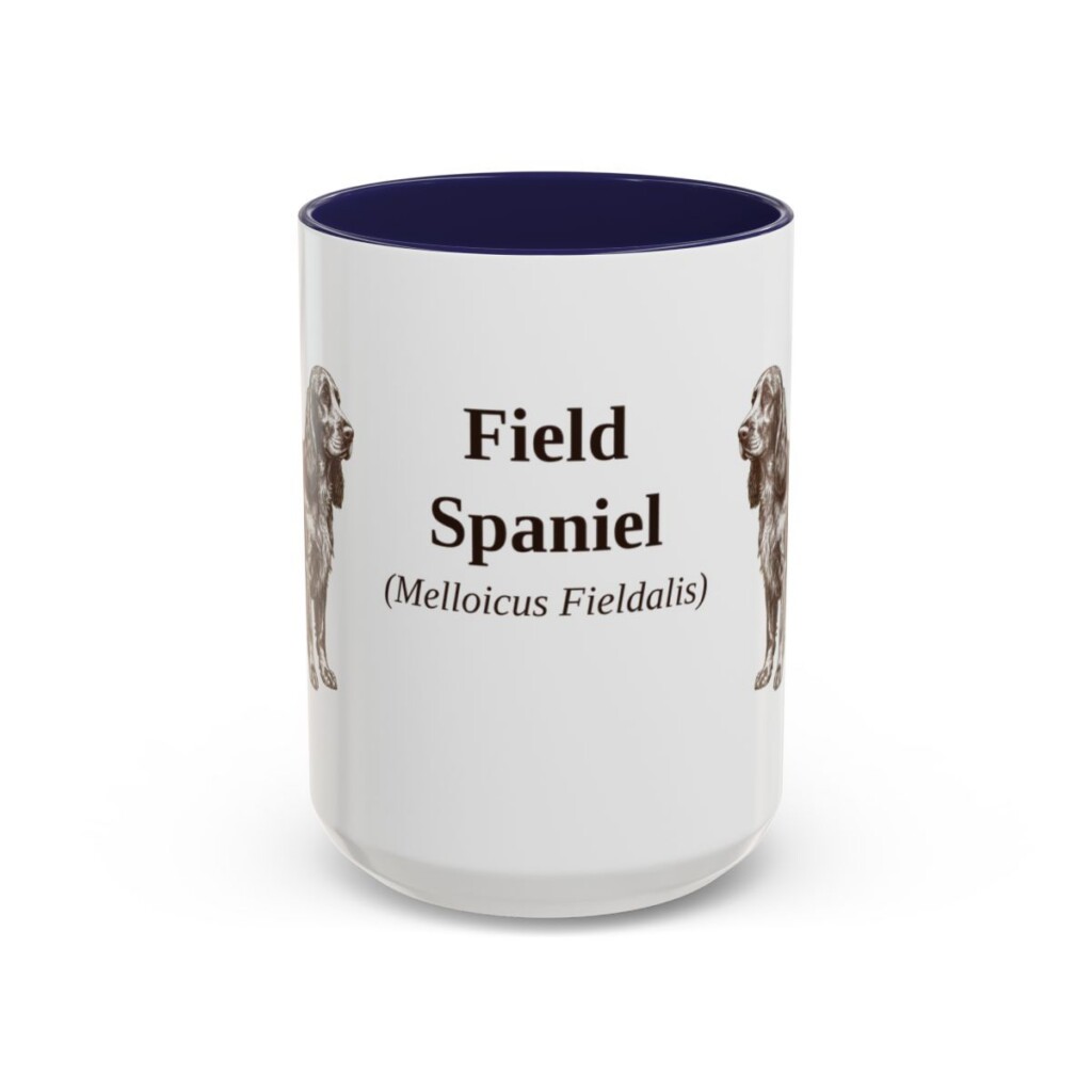 15oz-field-spaniel-mug-latin-navy 15oz Field Spaniel Latin Mug, Navy, front view