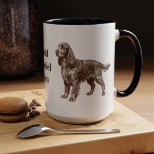 15oz Field Spaniel Dog Mom Mug, Black, lifestyle photo