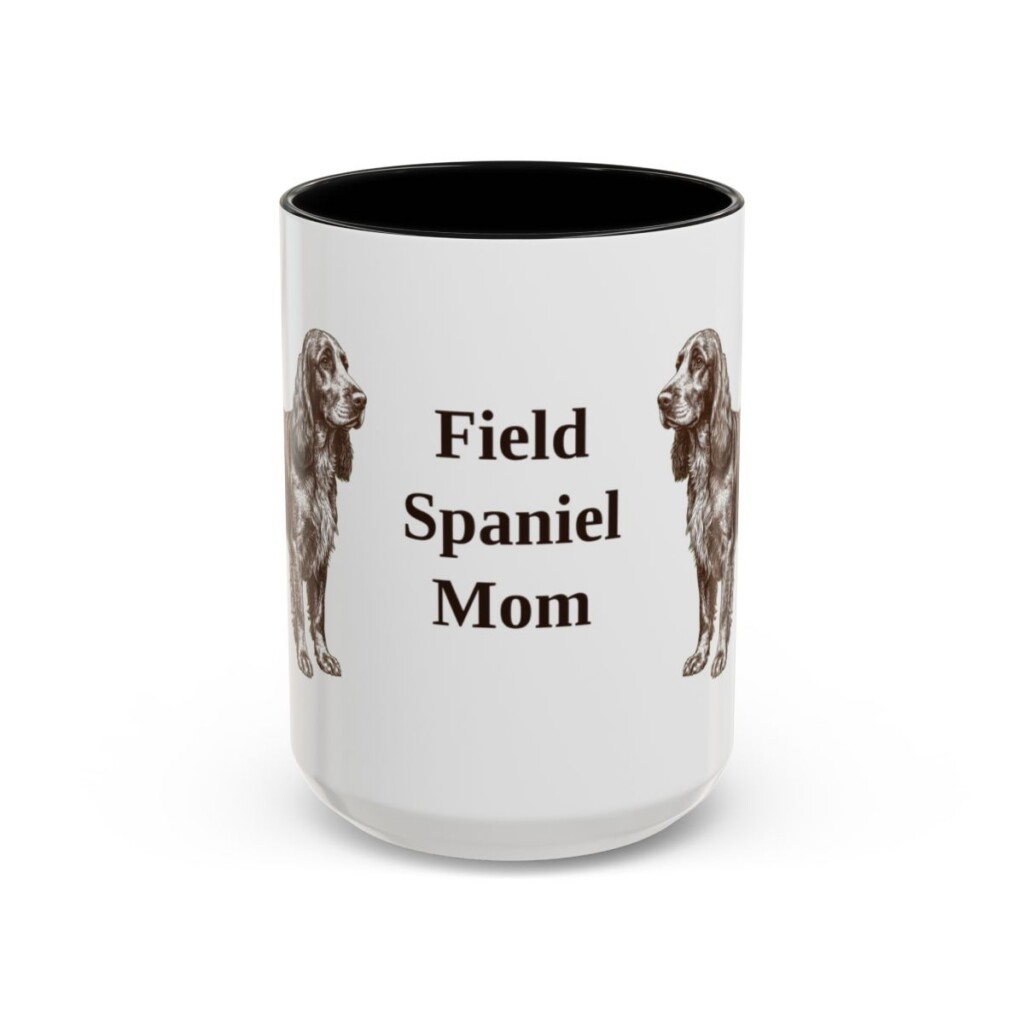 15oz Field Spaniel Dog Mom Mug, Black, front view