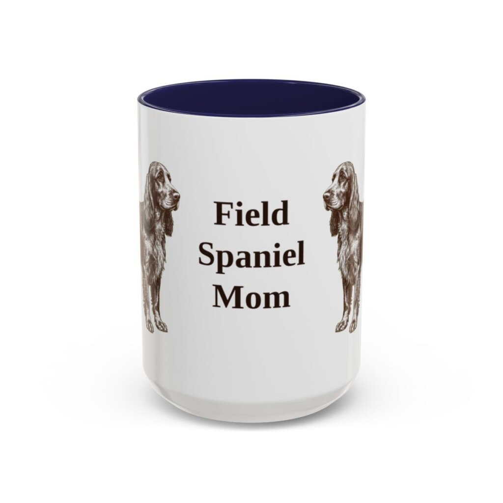 15oz Field Spaniel Dog Mom Mug, Navy, front view