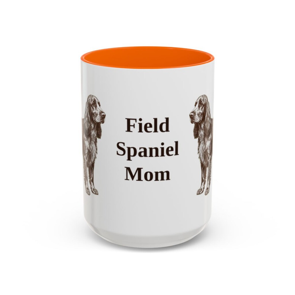15oz Field Spaniel Dog Mom Mug, Orange, front view
