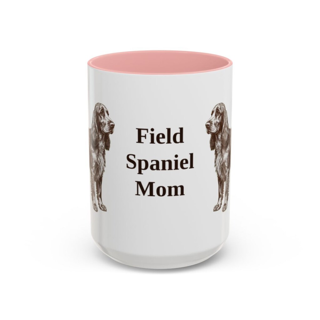 15oz Field Spaniel Dog Mom Mug, Pink, front view
