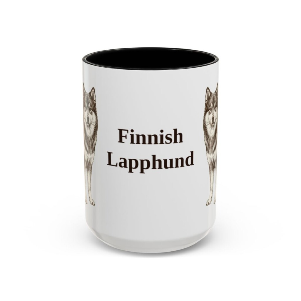 15oz-finnish-lapphund-mug-black-front 15oz Finnish Lapphund Mug, Black, front view