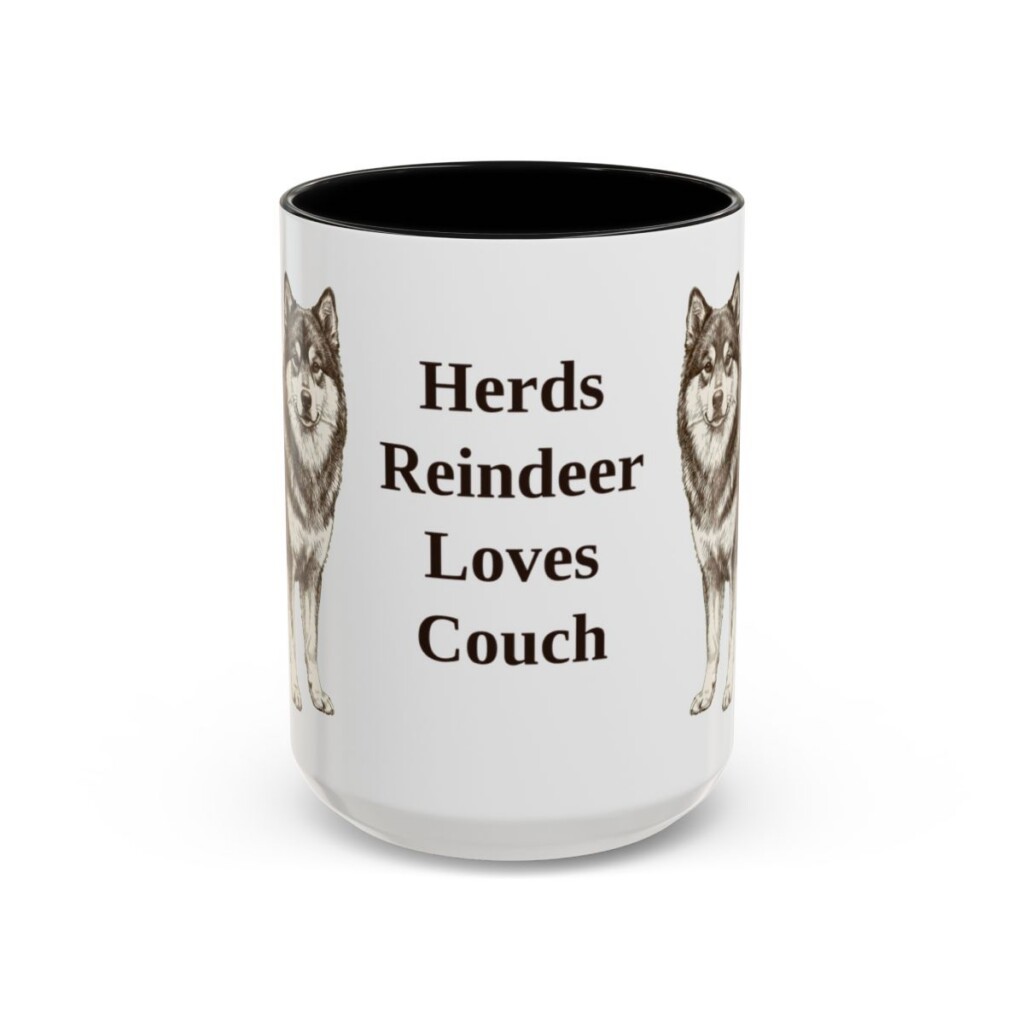 15oz Funny Finnish Lapphund Mug, Black, front view