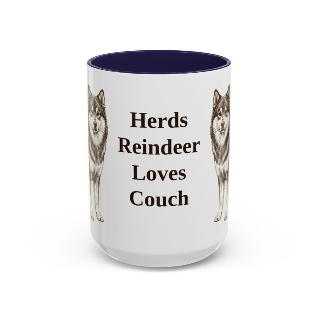15oz Funny Finnish Lapphund Mug, Navy, front view