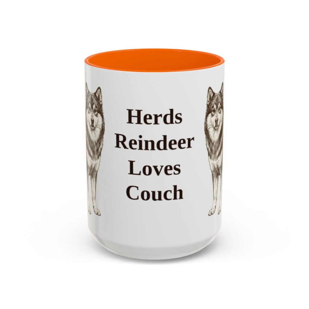 15oz Funny Finnish Lapphund Mug, Orange, front view