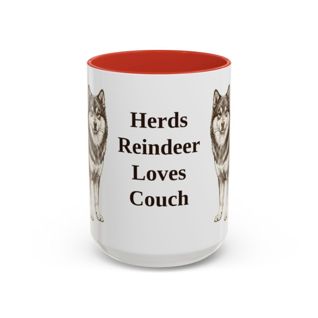 15oz Funny Finnish Lapphund Mug, Red, front view
