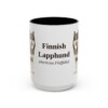 15oz Finnish Lapphund Latin Mug, Black, front view