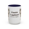15oz Finnish Lapphund Latin Mug, Navy, front view