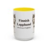 15oz Finnish Lapphund Latin Mug, Yellow, front view