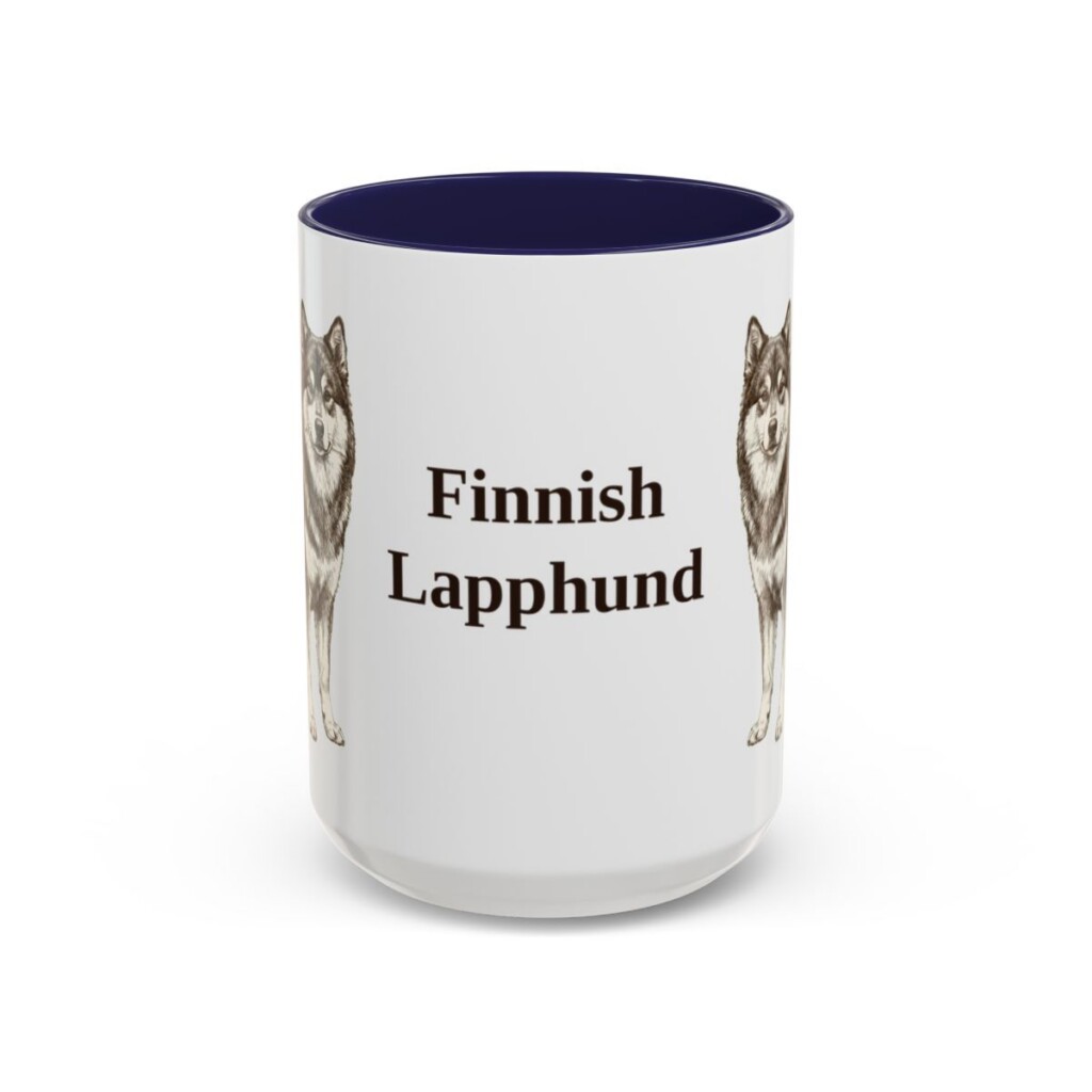 15oz-finnish-lapphund-mug-navy 15oz Finnish Lapphund Mug, Navy, front view