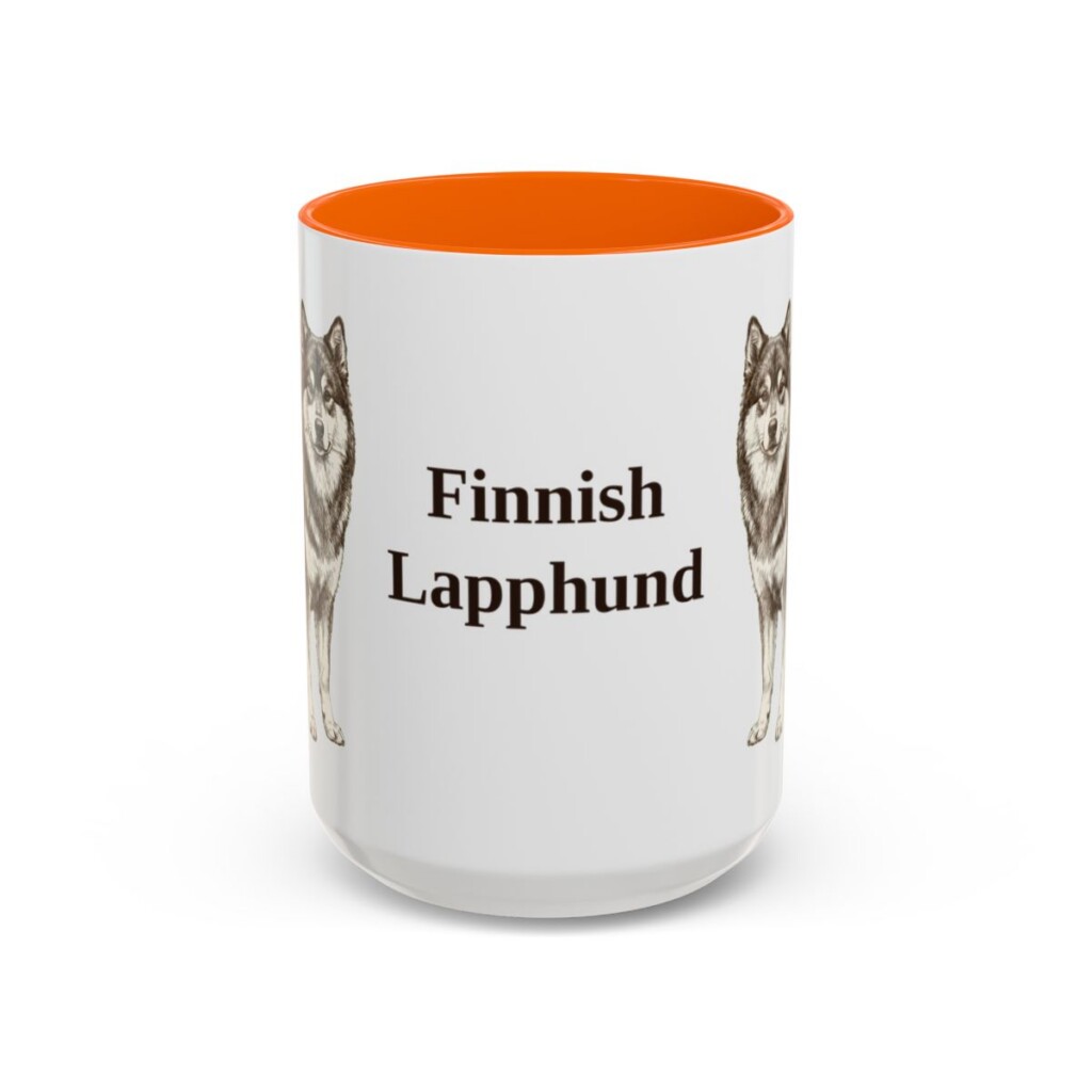 15oz-finnish-lapphund-mug-orange 15oz Finnish Lapphund Mug, Orange, front view
