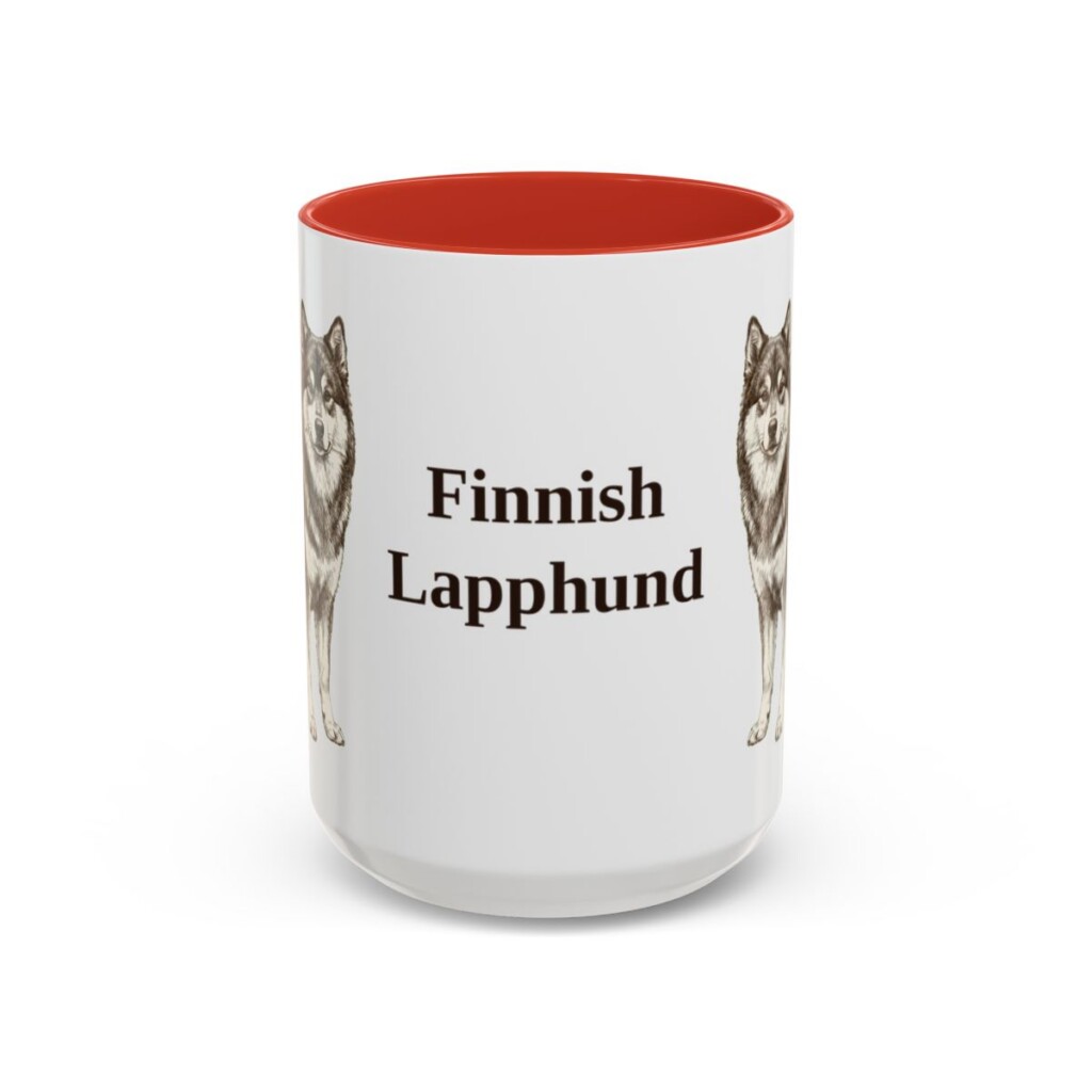 15oz-finnish-lapphund-mug-red 15oz Finnish Lapphund Mug, Red, front view