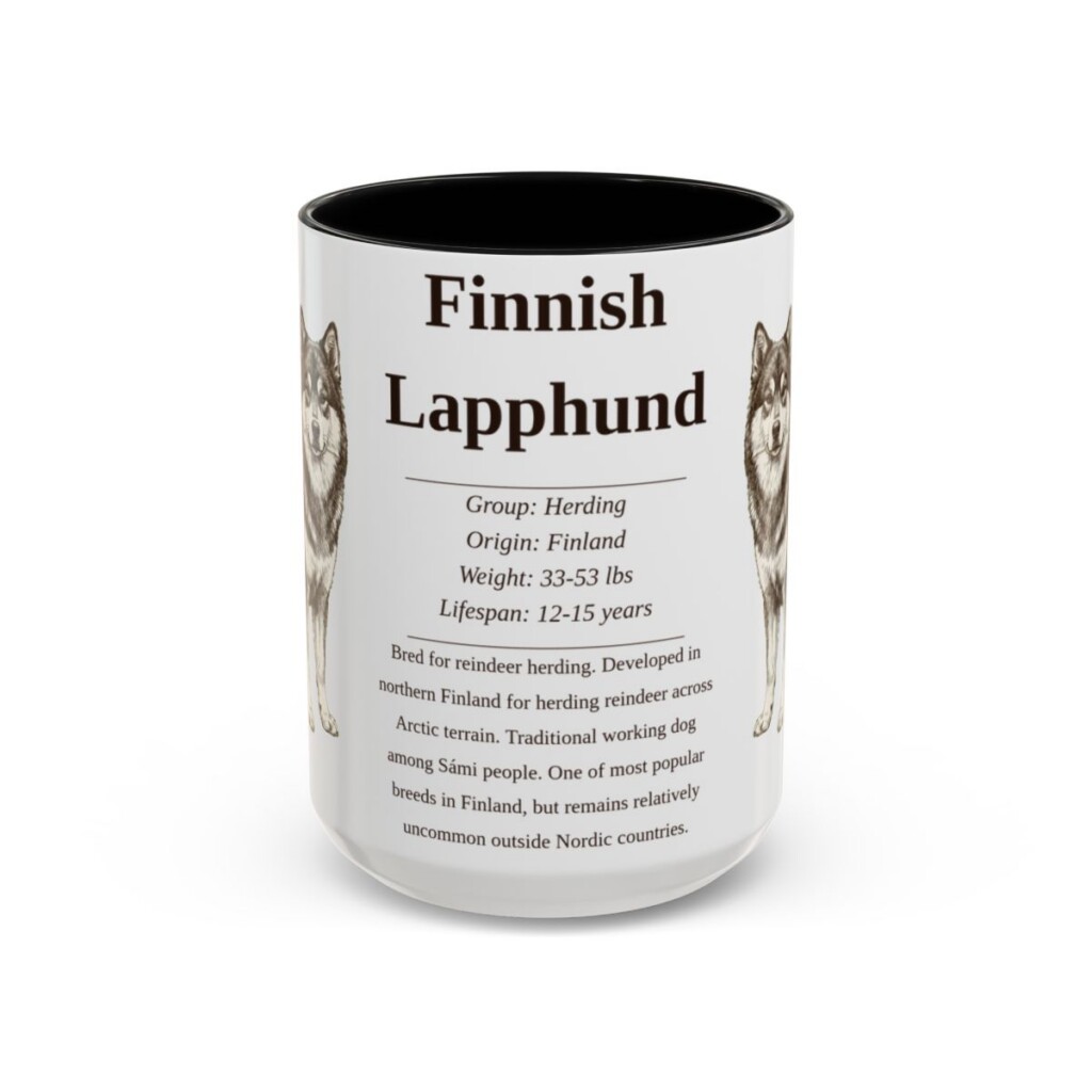 15oz Finnish Lapphund Mug, Black, front view
