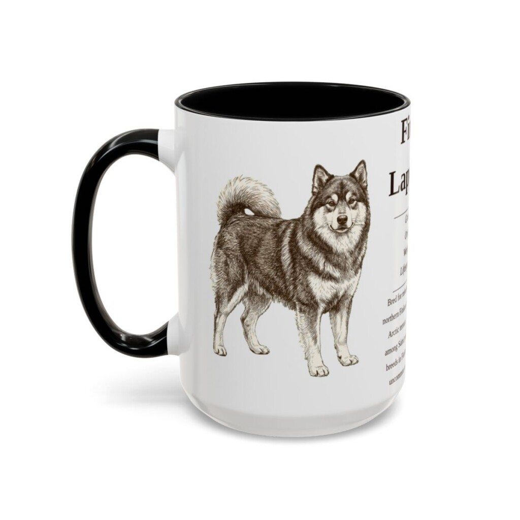 15oz Finnish Lapphund Mug, Black, left side view