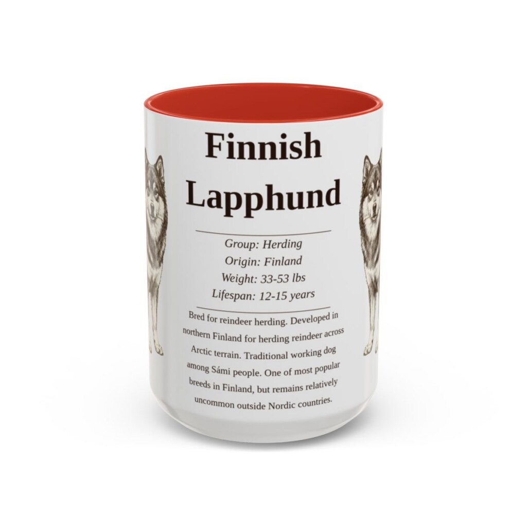 15oz Finnish Lapphund Mug, Red, front view