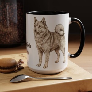 15oz Finnish Spitz Mug, Black, lifestyle photo