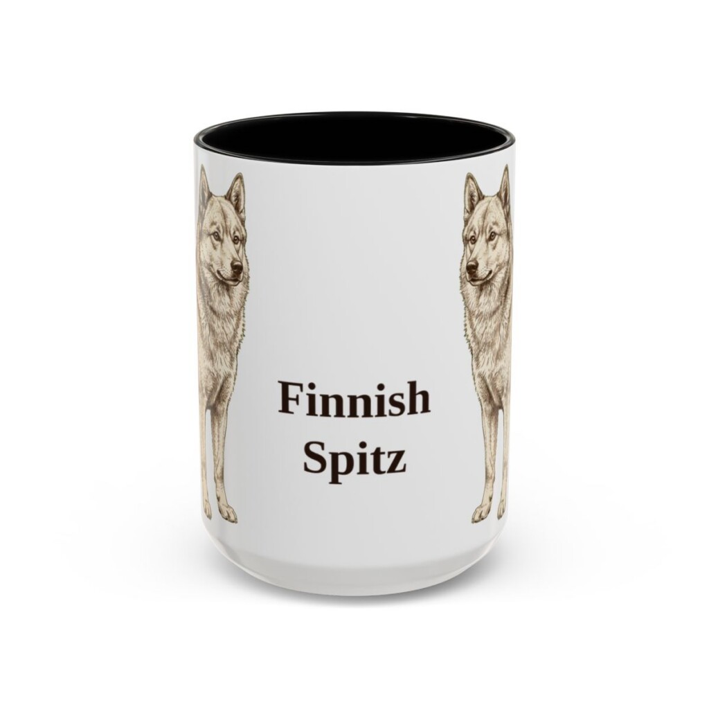 15oz Finnish Spitz Mug, Black, front view