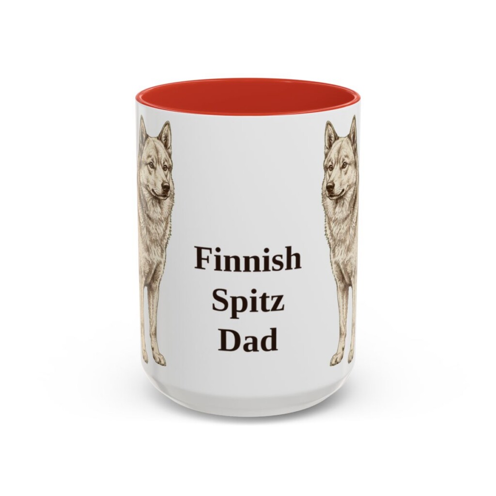 15oz Finnish Spitz Dog Dad Mug, Red, front view