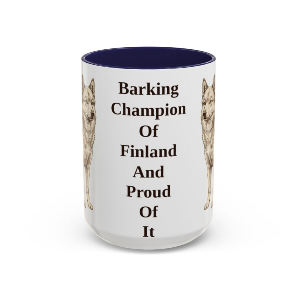 15oz-finnish-spitz-mug-humor-navy 15oz Funny Finnish Spitz Mug, Navy, front view