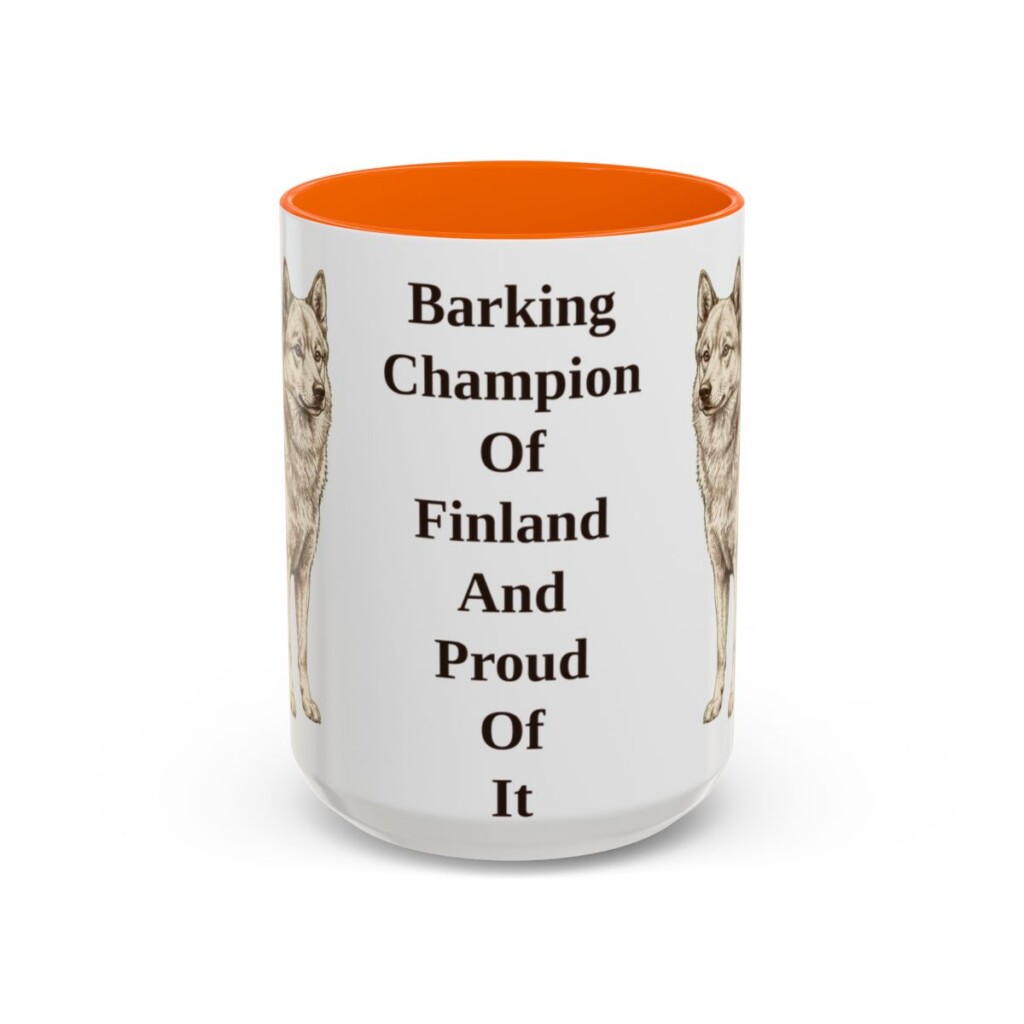 15oz-finnish-spitz-mug-humor-orange 15oz Funny Finnish Spitz Mug, Orange, front view