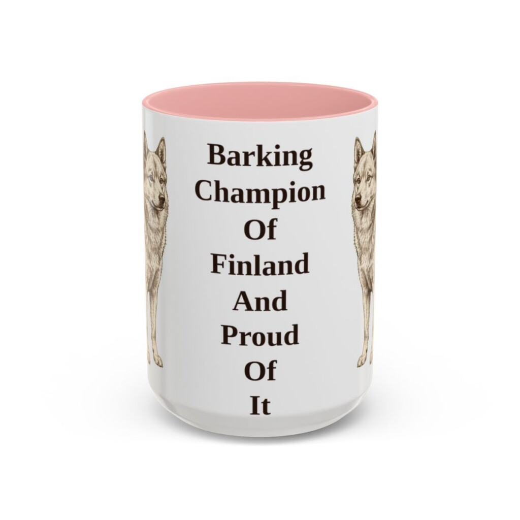 15oz-finnish-spitz-mug-humor-pink 15oz Funny Finnish Spitz Mug, Pink, front view