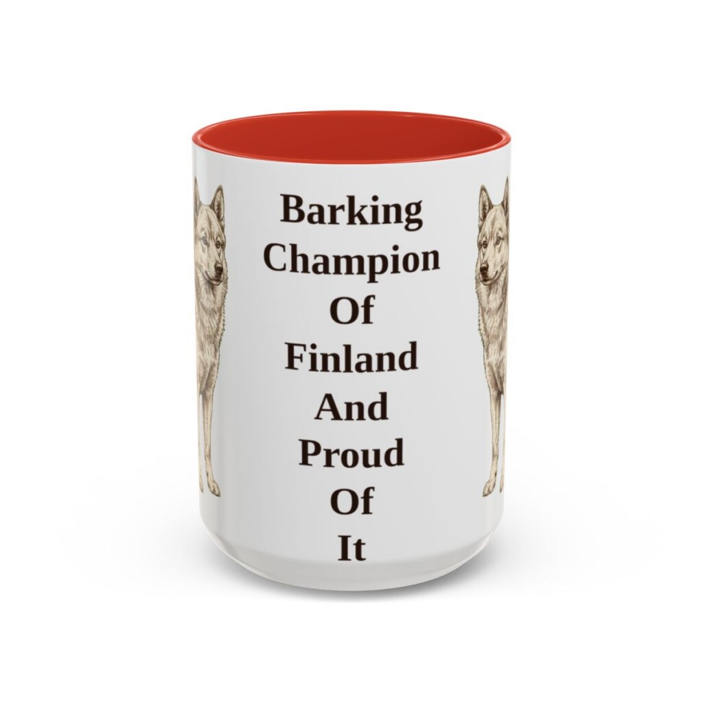 15oz-finnish-spitz-mug-humor-red 15oz Funny Finnish Spitz Mug, Red, front view