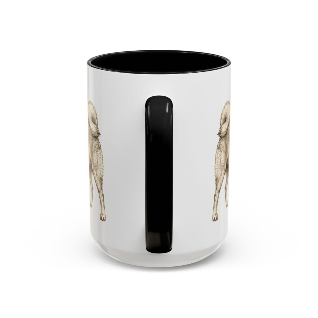 15oz Finnish Spitz Latin Mug, Black, back view