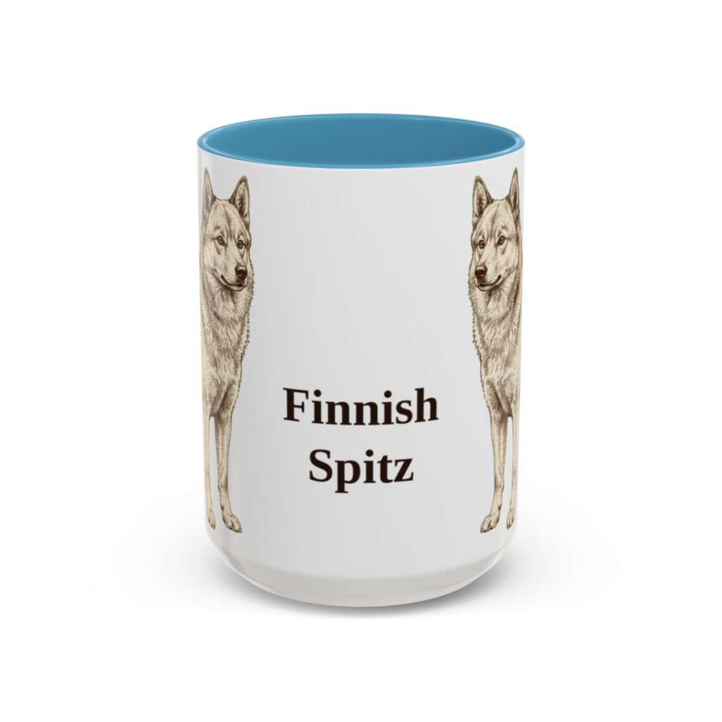 15oz Finnish Spitz Mug, Light Blue, front view