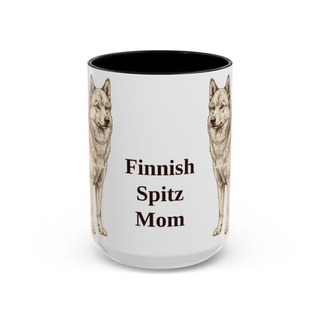 15oz Finnish Spitz Dog Mom Mug, Black, front view