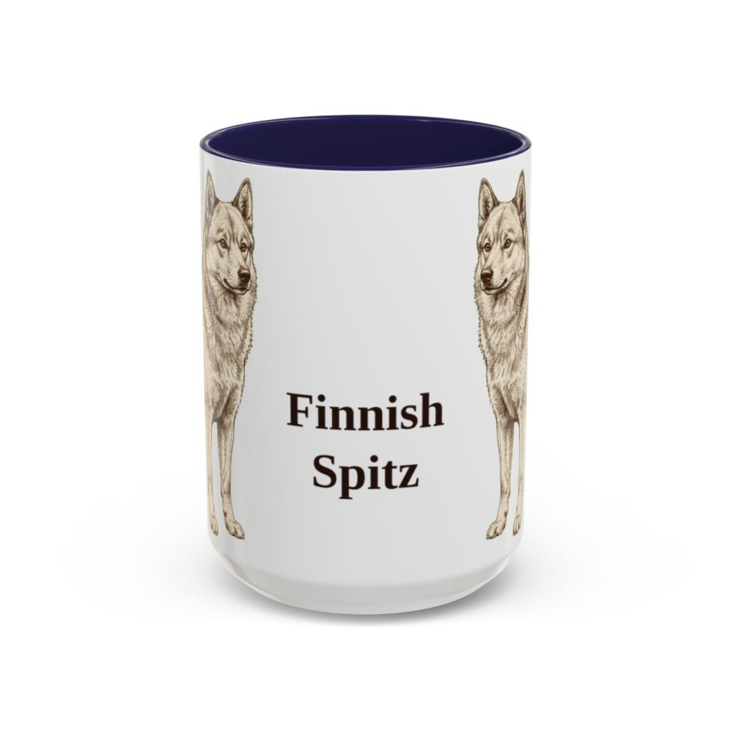 15oz Finnish Spitz Mug, Navy, front view