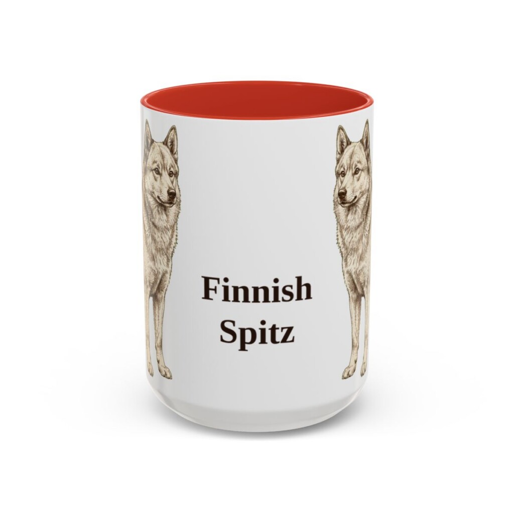 15oz Finnish Spitz Mug, Red, front view