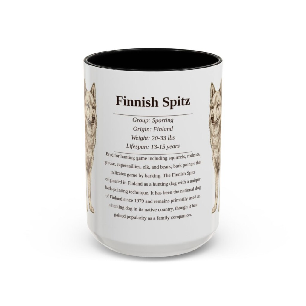 15oz Finnish Spitz Mug, Black, front view