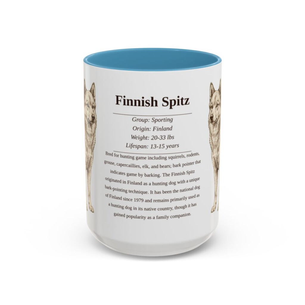 15oz Finnish Spitz Mug, Light Blue, front view
