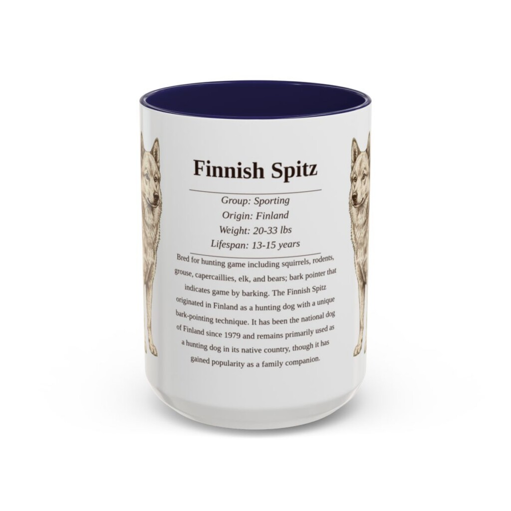 15oz Finnish Spitz Mug, Navy, front view