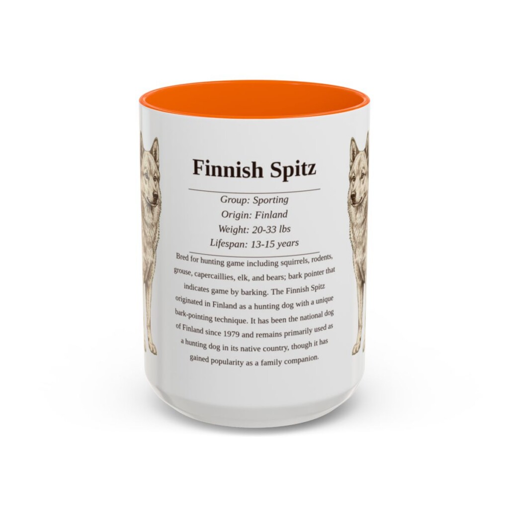 15oz Finnish Spitz Mug, Orange, front view