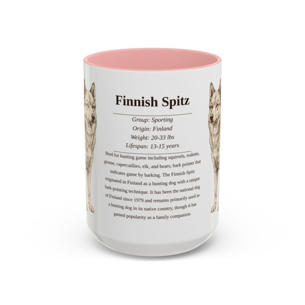 15oz Finnish Spitz Mug, Pink, front view