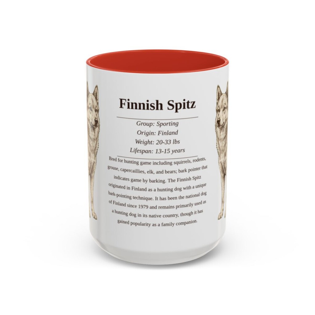 15oz Finnish Spitz Mug, Red, front view