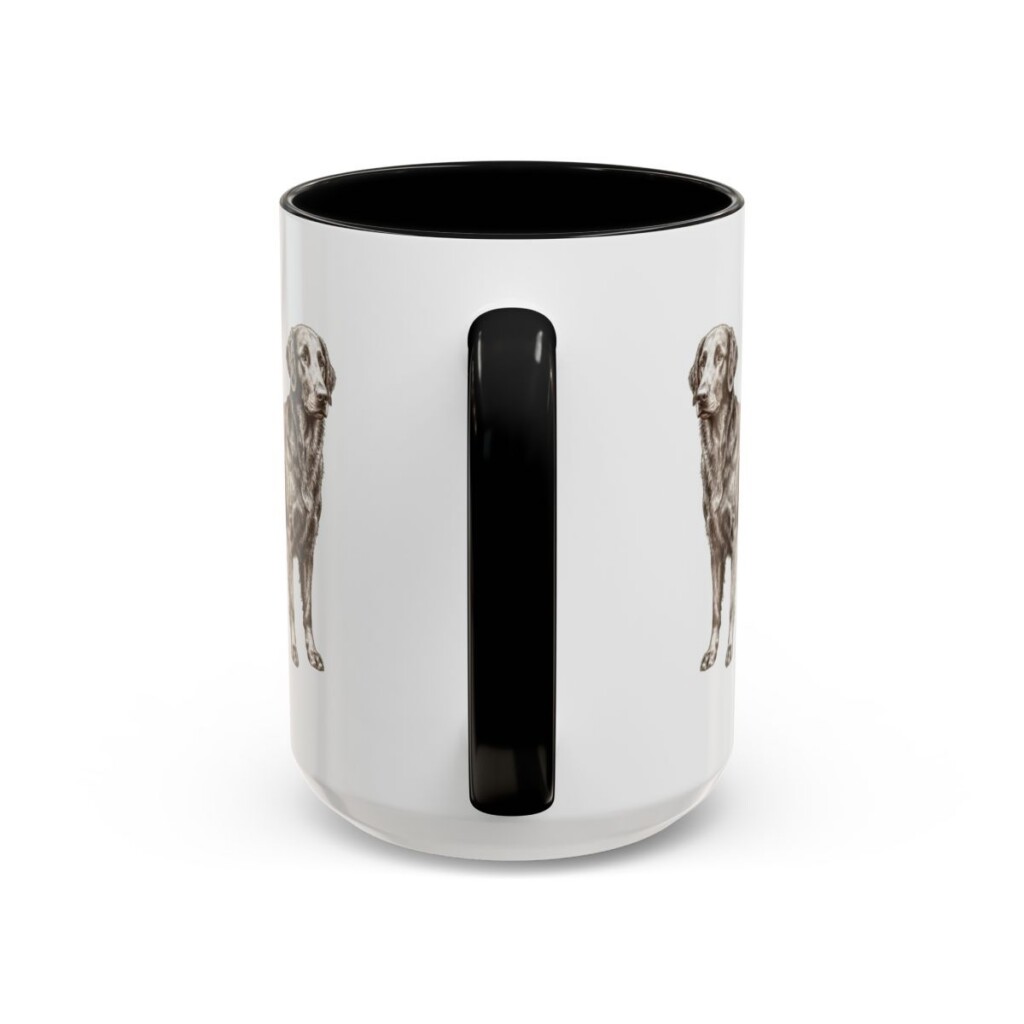 15oz Flat-Coated Retriever Mug, Black, back view