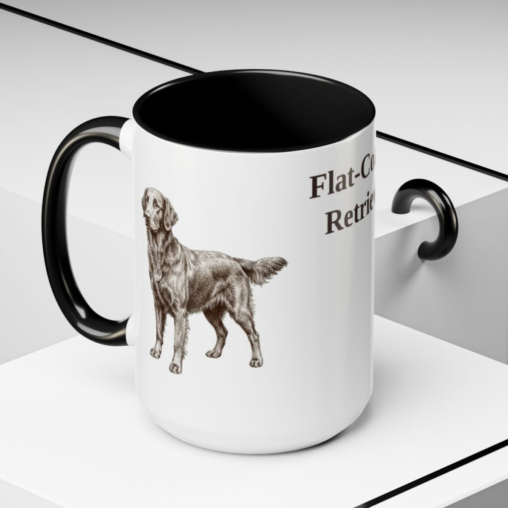 15oz Flat-Coated Retriever Mug, Black, lifestyle photo