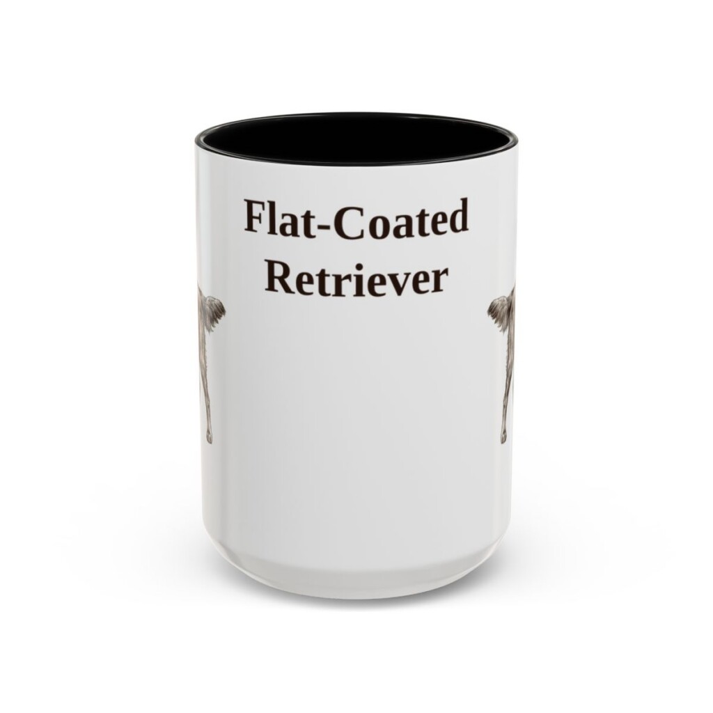 15oz Flat-Coated Retriever Mug, Black, front view