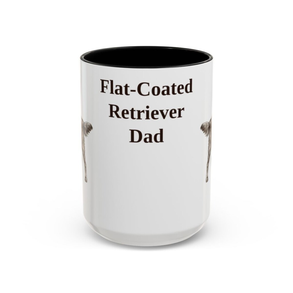 15oz-flat-coated-retriever-mug-dad-black-front 15oz Flat-Coated Retriever Dog Dad Mug, Black, front view