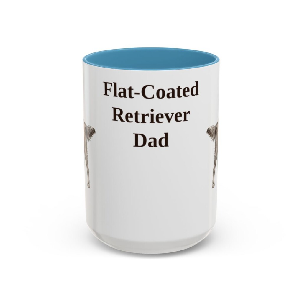 15oz-flat-coated-retriever-mug-dad-light-blue 15oz Flat-Coated Retriever Dog Dad Mug, Light Blue, front view