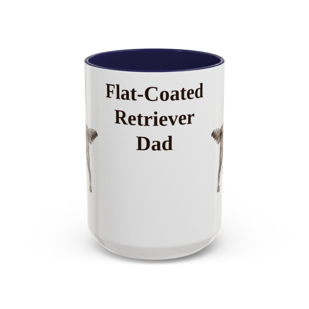 15oz-flat-coated-retriever-mug-dad-navy 15oz Flat-Coated Retriever Dog Dad Mug, Navy, front view
