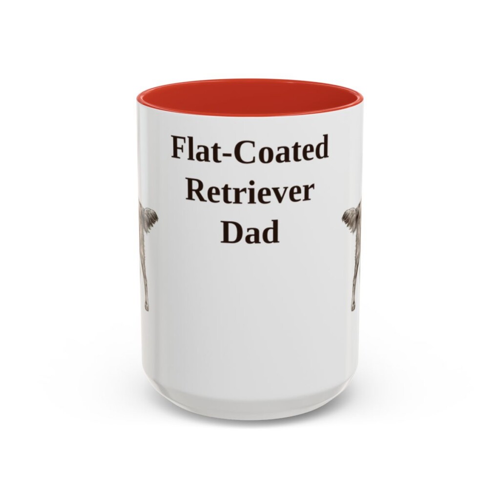 15oz-flat-coated-retriever-mug-dad-red 15oz Flat-Coated Retriever Dog Dad Mug, Red, front view