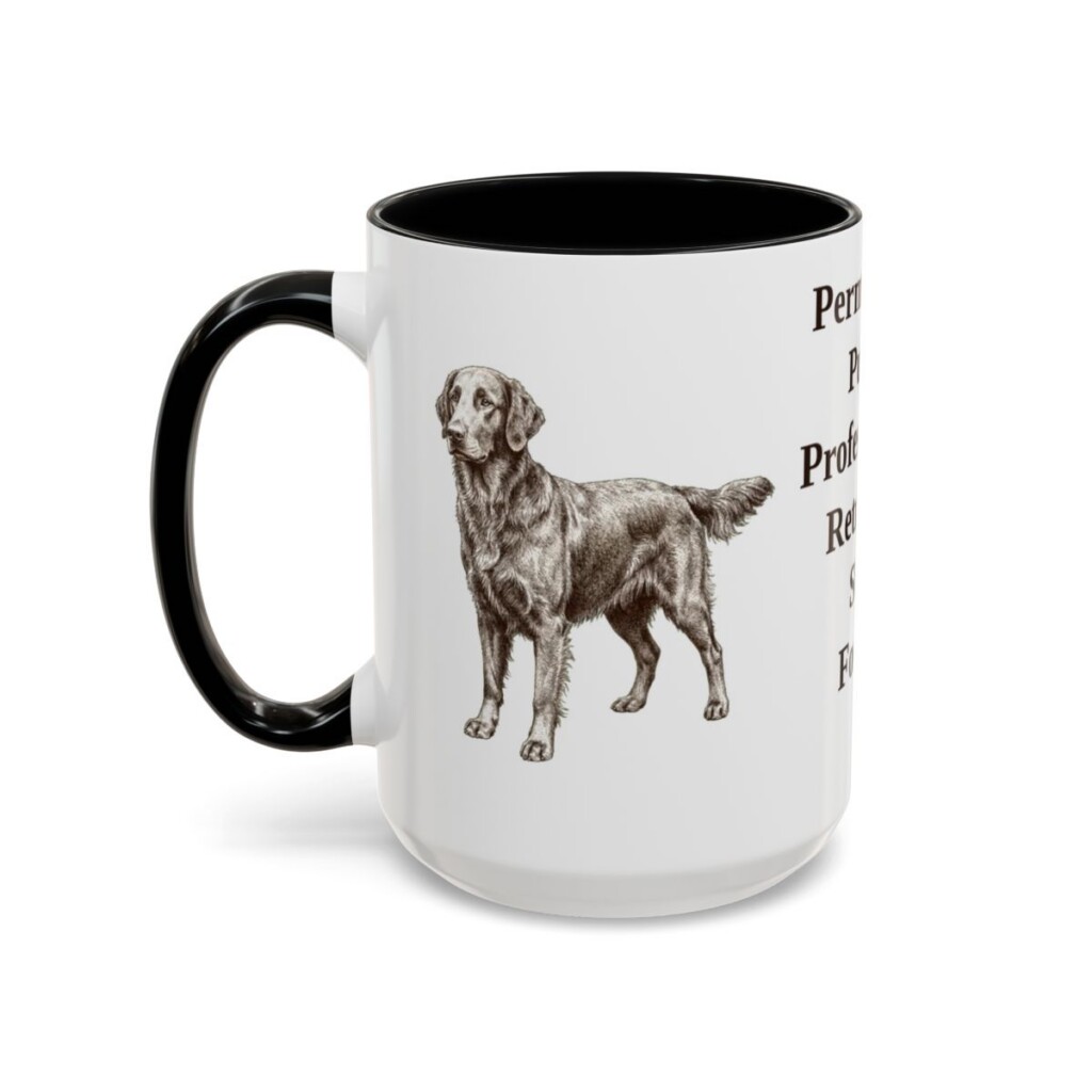 15oz-flat-coated-retriever-mug-humor-black-left 15oz Funny Flat-Coated Retriever Mug, Black, left side view