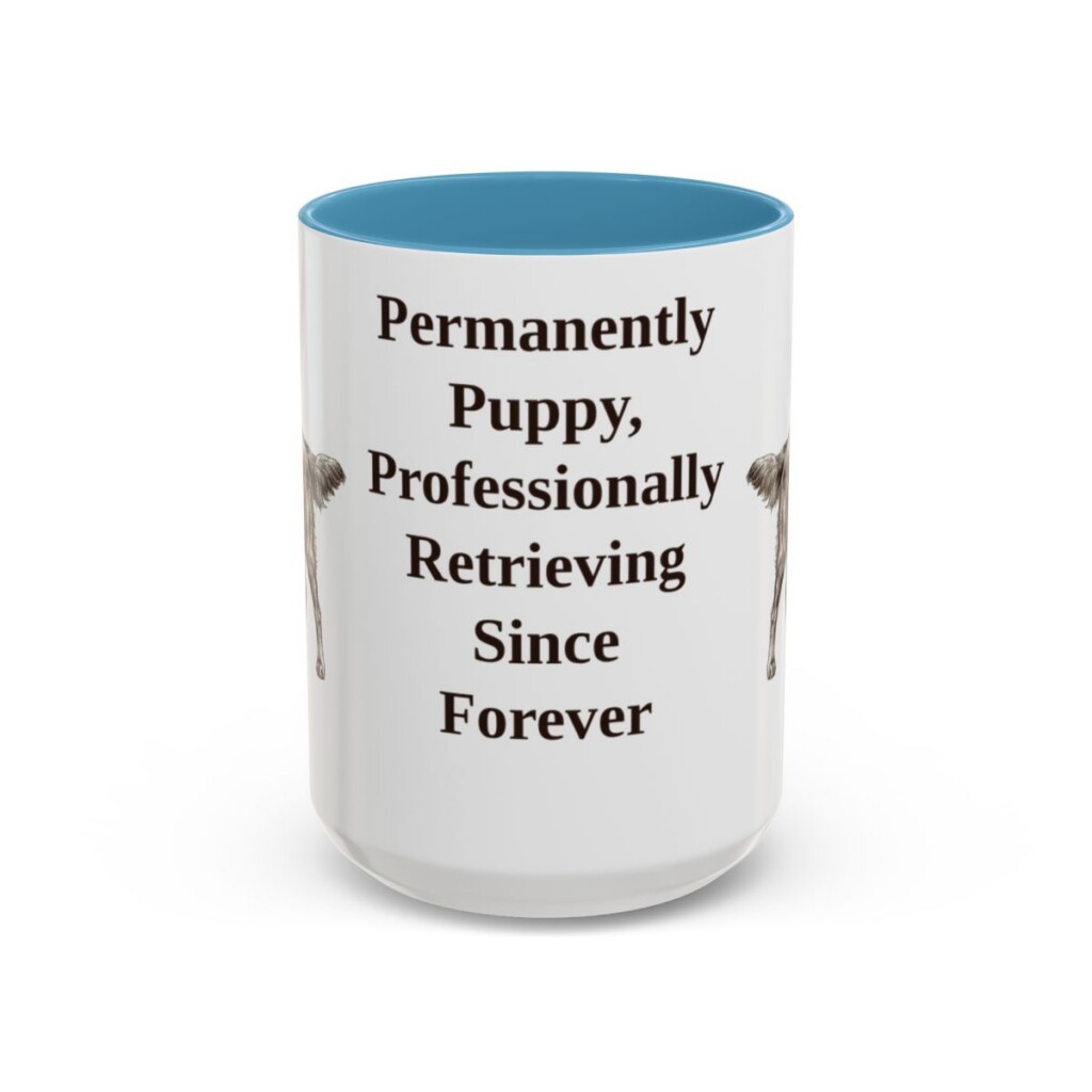 15oz-flat-coated-retriever-mug-humor-light-blue 15oz Funny Flat-Coated Retriever Mug, Light Blue, front view