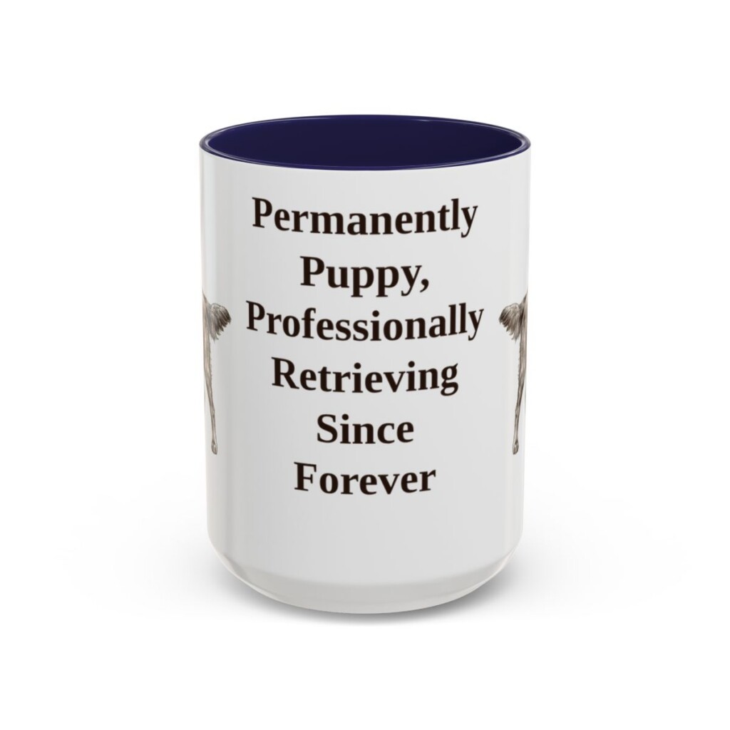 15oz-flat-coated-retriever-mug-humor-navy 15oz Funny Flat-Coated Retriever Mug, Navy, front view