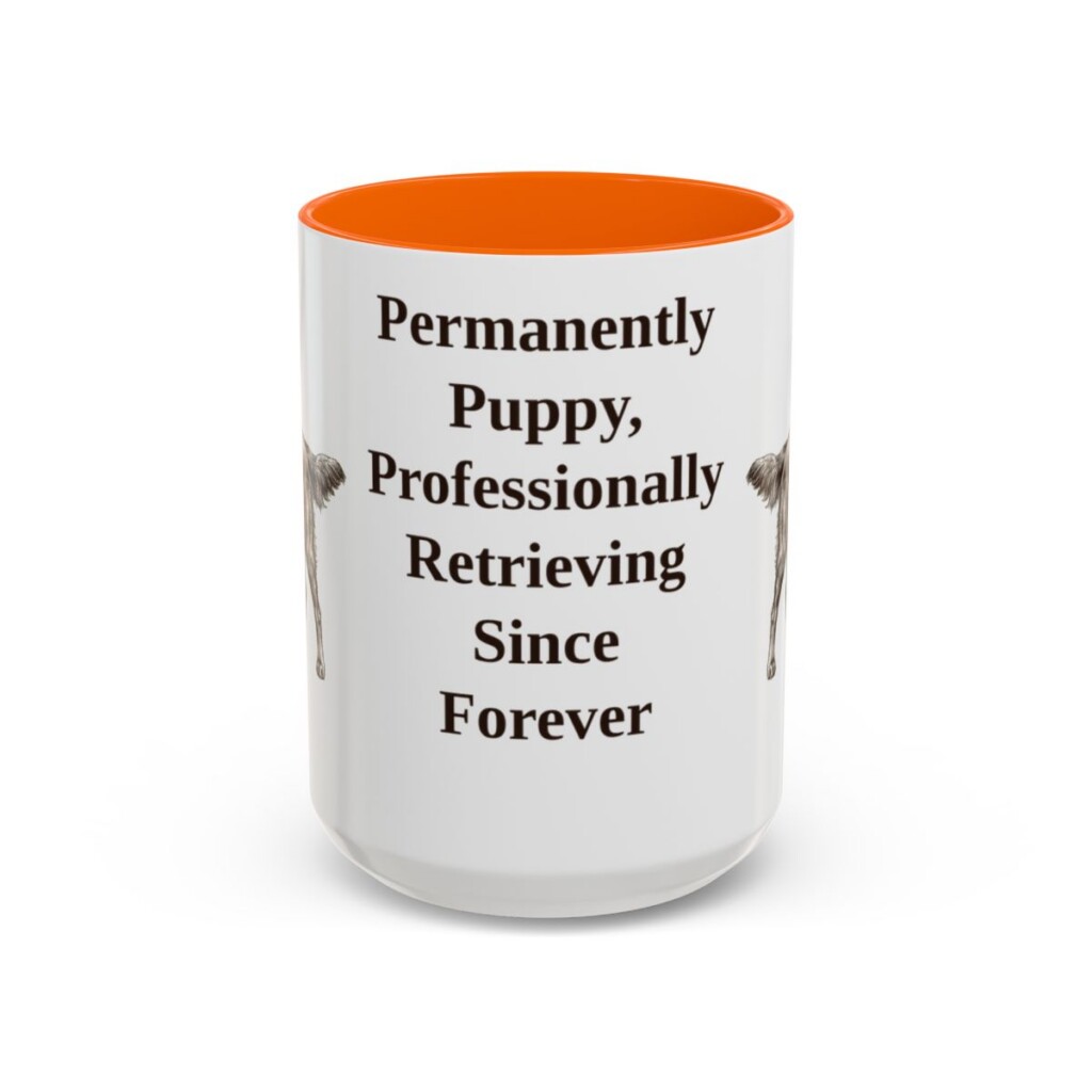 15oz-flat-coated-retriever-mug-humor-orange 15oz Funny Flat-Coated Retriever Mug, Orange, front view
