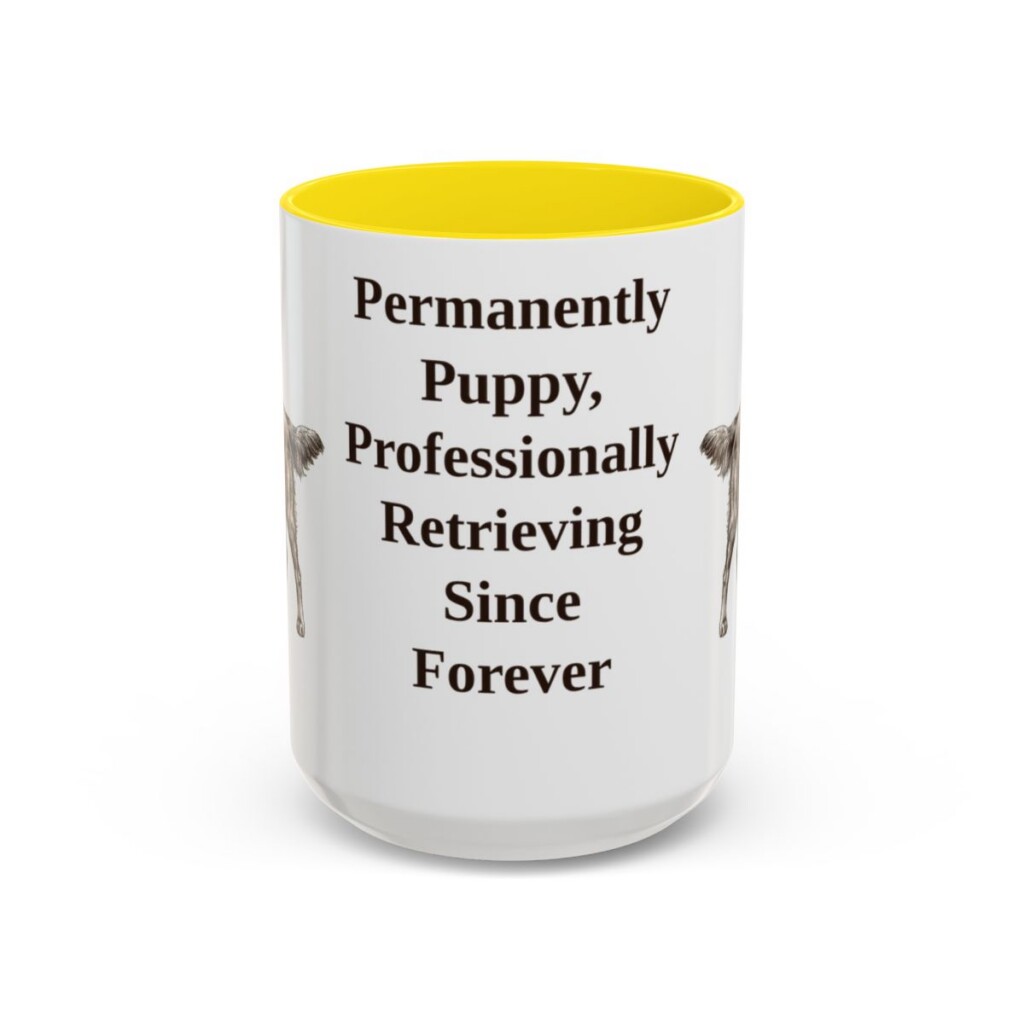 15oz-flat-coated-retriever-mug-humor-yellow 15oz Funny Flat-Coated Retriever Mug, Yellow, front view